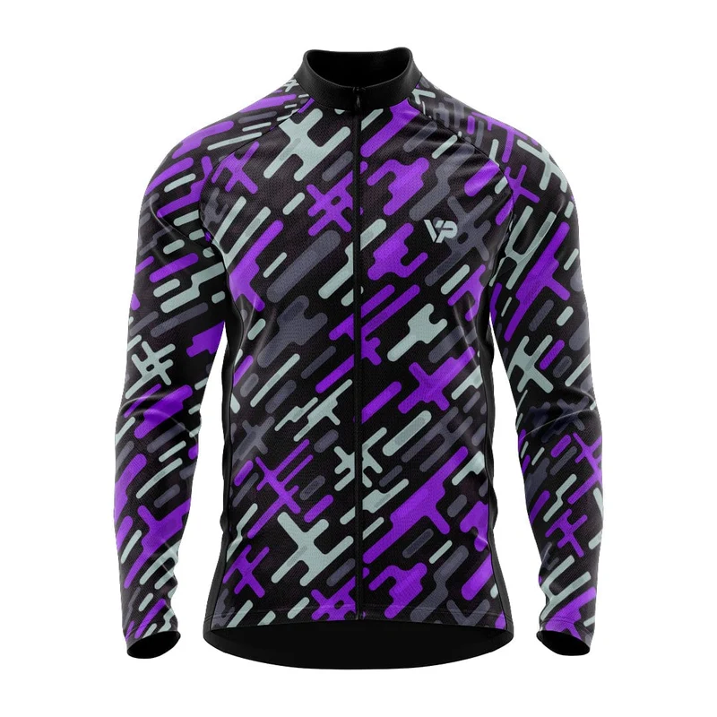Purple Pattern Winter Cycling Jacket Thermo Fleece