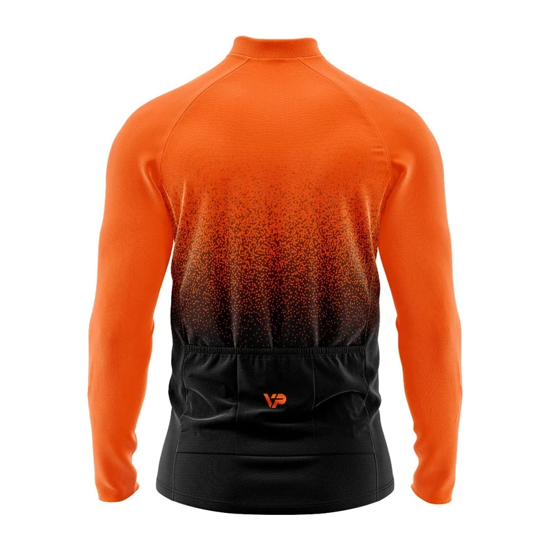 Orange Gradient Winter Cycling Jacket Thermo Fleece