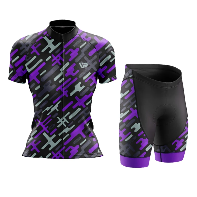Women's Purple Pattern Cycling Kit