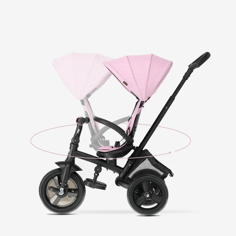 Explorer Luxe Dreirad mit Schiebestange – zusammenklappbar mit Korb, rosa