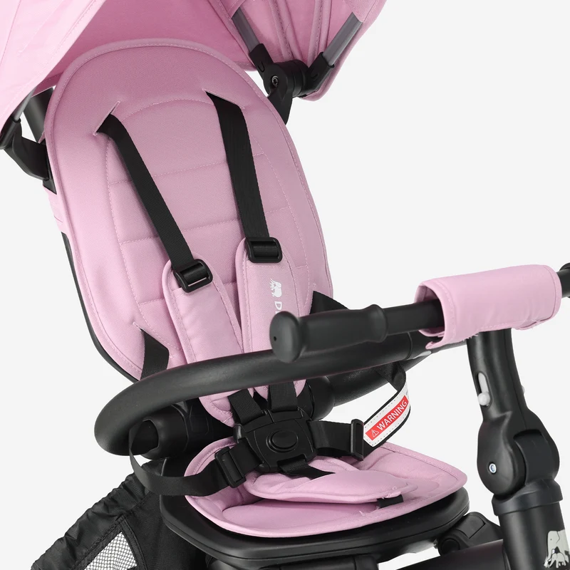 Explorer Luxe Dreirad mit Schiebestange – zusammenklappbar mit Korb, rosa