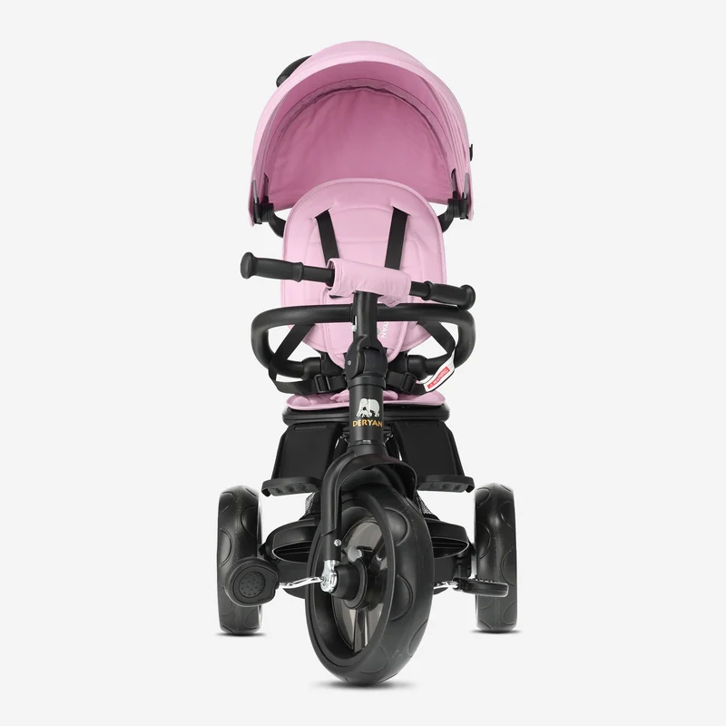 Explorer Luxe Dreirad mit Schiebestange – zusammenklappbar mit Korb, rosa