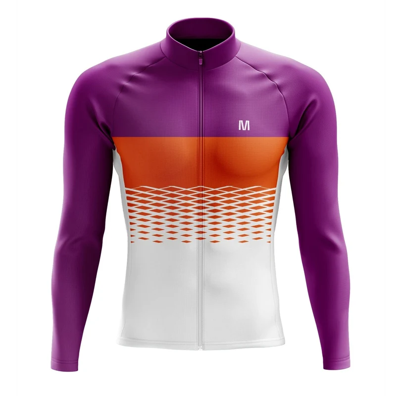 Men's White Purple Long Sleeve Cycling Jersey