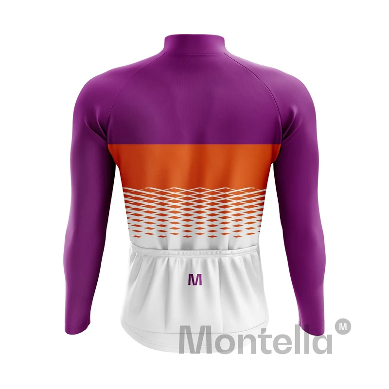 Men's White Purple Long Sleeve Cycling Jersey