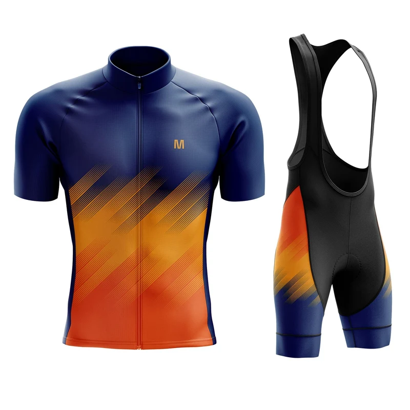 Men's Blue Orange Cycling Jersey or Bib Shorts