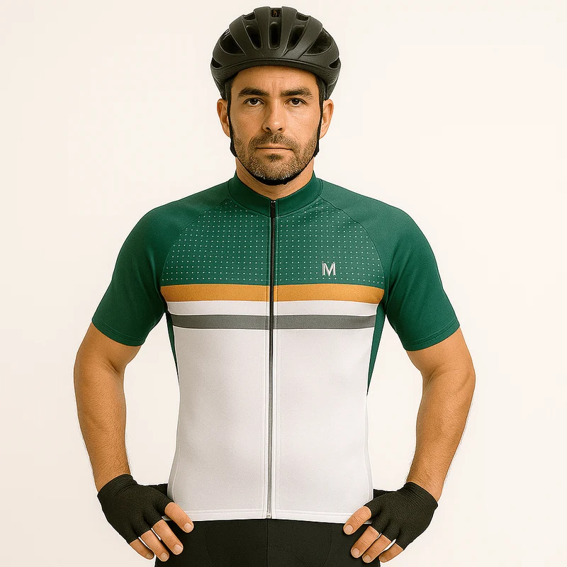 Men's Green White Cycling Jersey