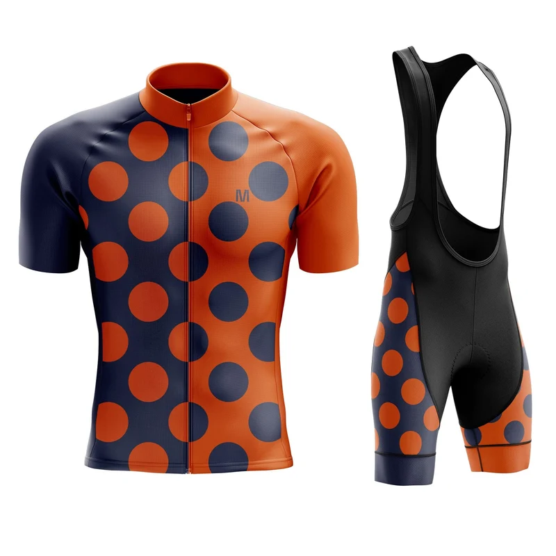 Men's Orange Dots Cycling Jersey or Bib Shorts