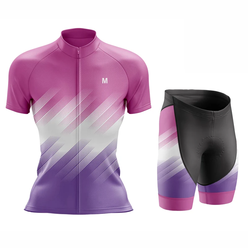Women's Pink Gradient Cycling Jersey or Shorts