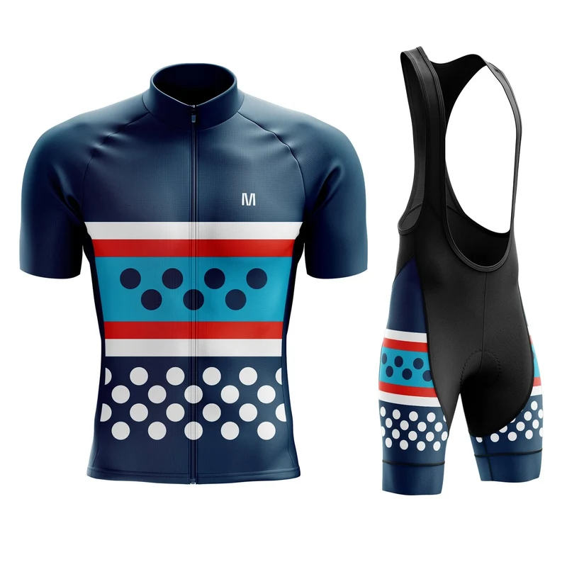 Men's Blue Dots Cycling Jersey or Bib Shorts