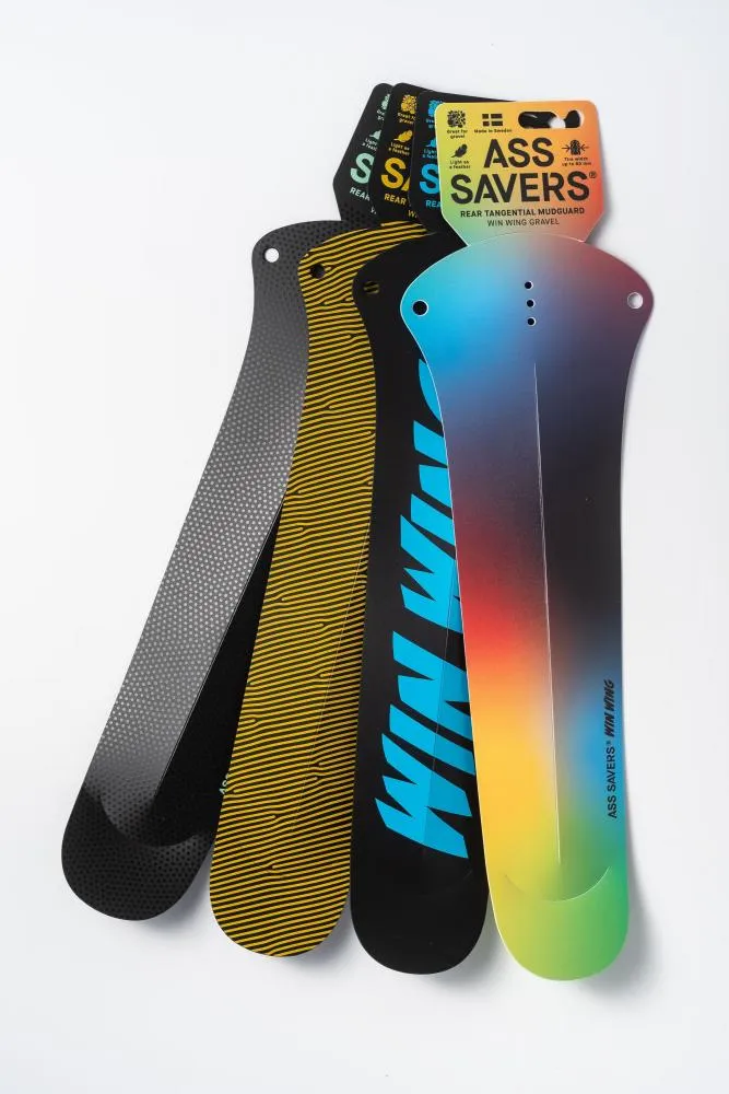 Ass Savers Win Wing 2 Gravel Spritzschutz, ultraleichtes Hinterrad-Schutzblech für Gravelbikes, einfache werkzeuglose Montage, geeignet für Reifen bis 60 mm, Farbe: Black Dot