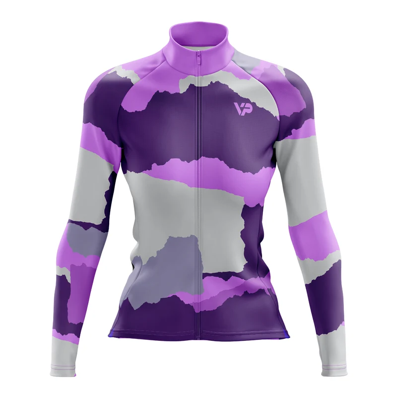Women's Purple Long Sleeve Cycling Jersey W2