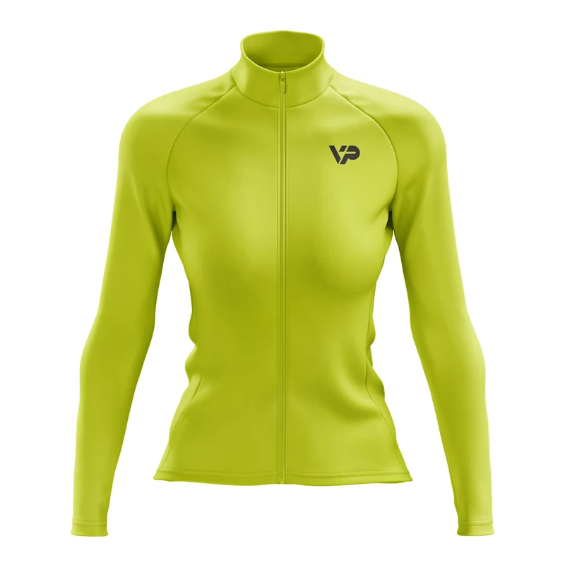 Women's Neon Yellow Long Sleeve Cycling Jersey