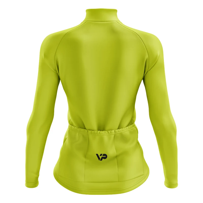 Women's Neon Yellow Long Sleeve Cycling Jersey