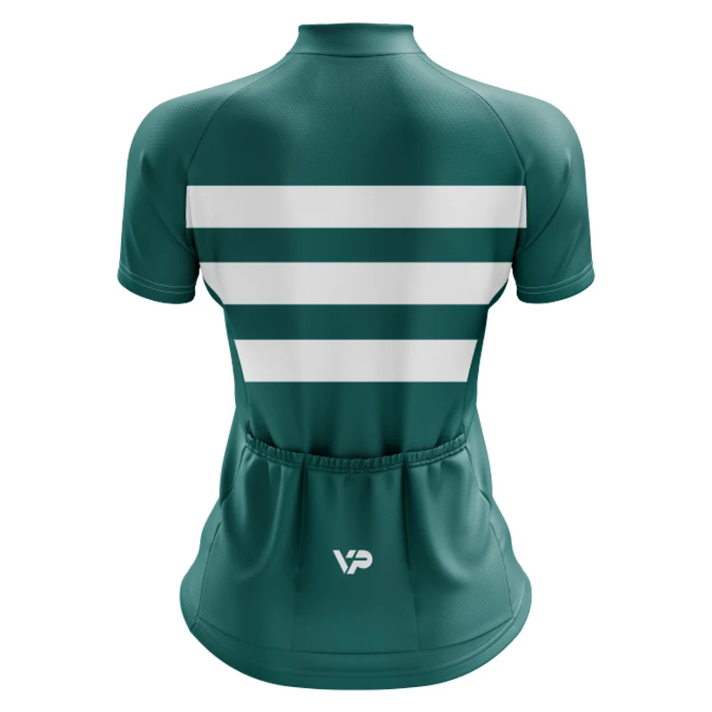 Women's Dark Green Lines Cycling Jersey