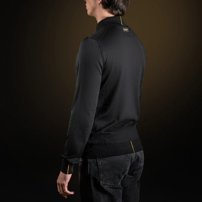 Black Cashmere Polo Long Sleeves