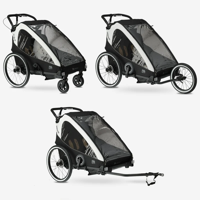 Luxus-Fahrradanhänger V2 – Wanderwagen – Laufkinderwagen Cream