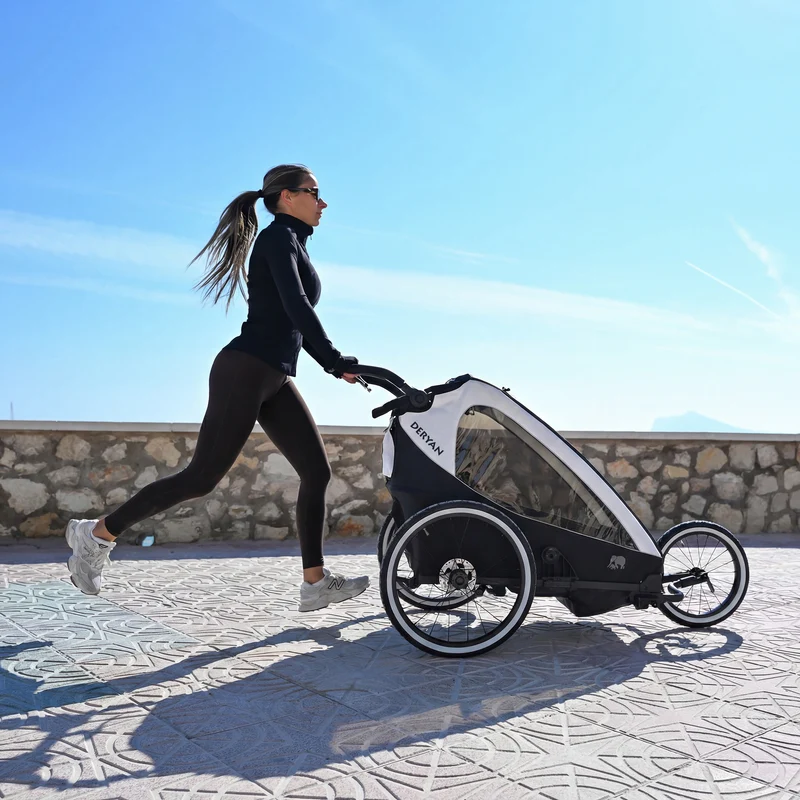 Luxus-Fahrradanhänger V2 – Wanderwagen – Laufkinderwagen Cream