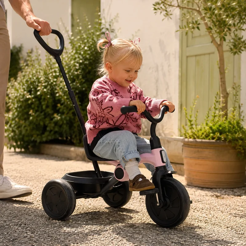Drifter Driewieler met duwstang Roze
