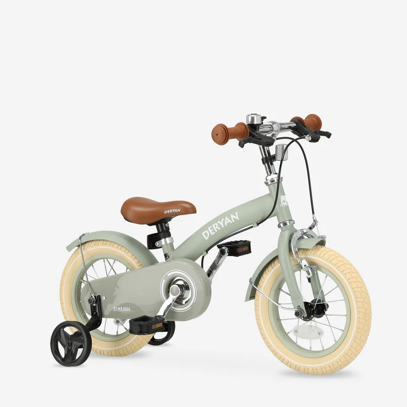 Luxus Kinderfahrrad 12 Zoll - 3 in 1 - Laufrad Grün