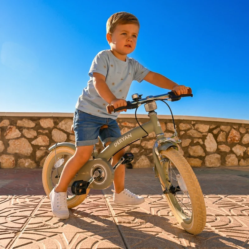 Luxus Kinderfahrrad 12 Zoll - 3 in 1 - Laufrad Grün