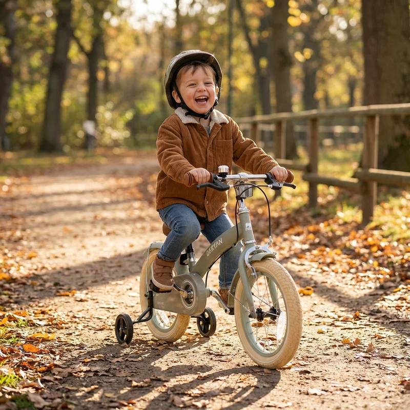 Luxus Kinderfahrrad 12 Zoll - 3 in 1 - Laufrad Grün