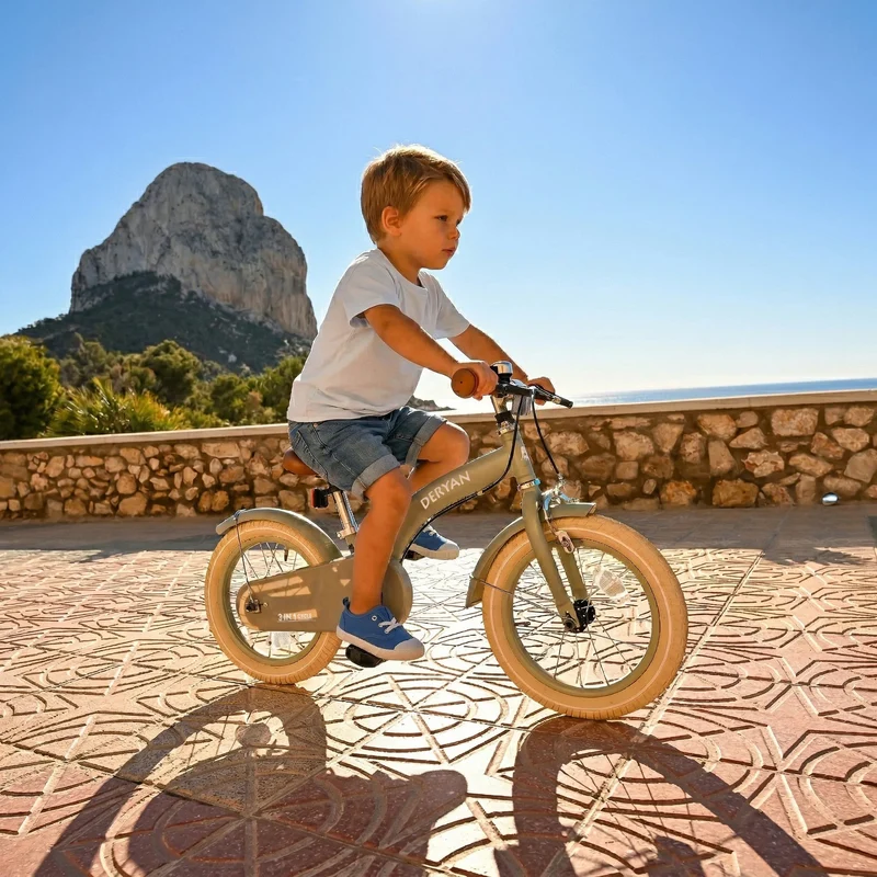 Luxus Kinderfahrrad 14 Zoll - 3 in 1 - Laufrad Grün