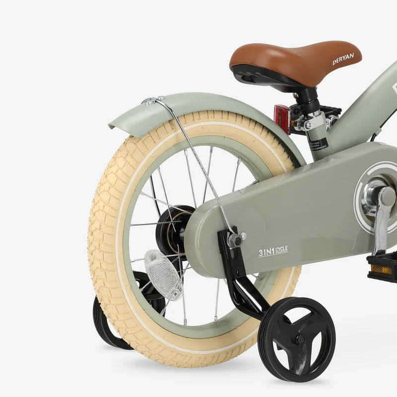 Luxus Kinderfahrrad 14 Zoll - 3 in 1 - Laufrad Grün