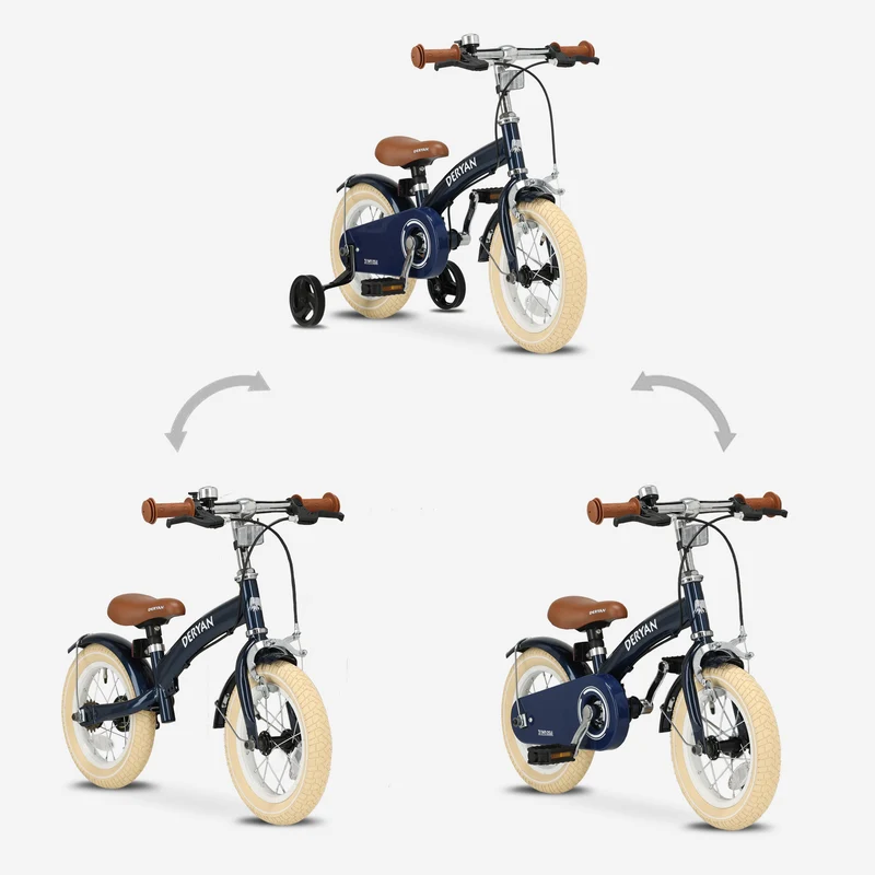 Luxus Kinderfahrrad 12 Zoll - 3 in 1 - Balance Fahrrad Blau