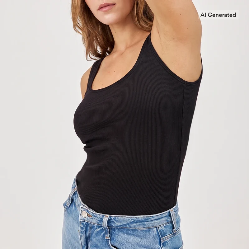 Ripp Tank Top Damen | Schwarz