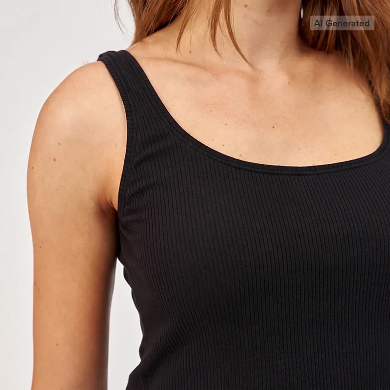 Ripp Tank Top Damen | Schwarz