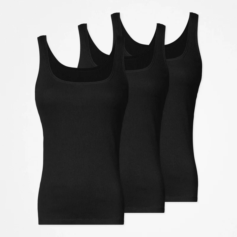 Ripp Tank Top Damen | Schwarz