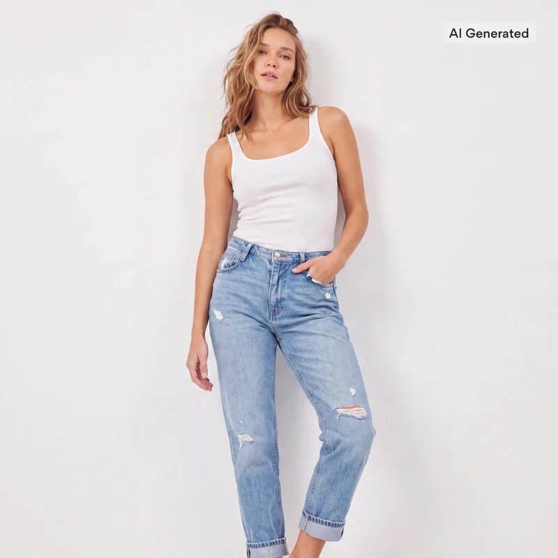 Ripp Tank Top Damen | Weiß