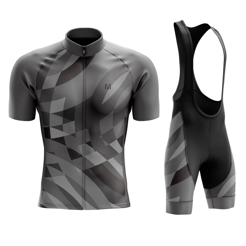 Men's Grey Pattern Cycling Jersey or Bib Shorts