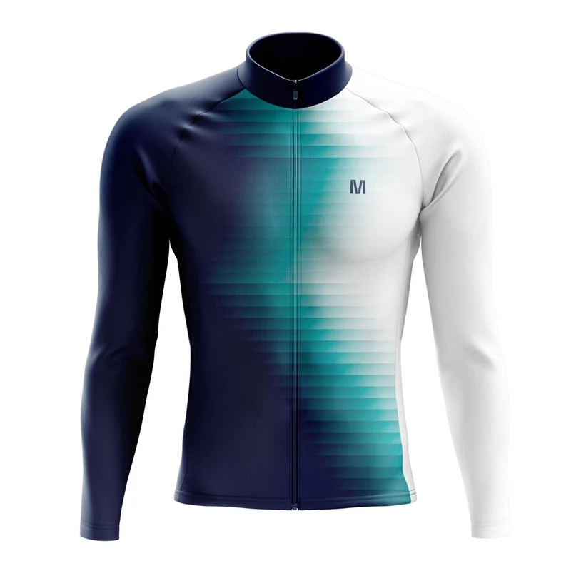 Men's Blue Side Long Sleeve Cycling Jersey