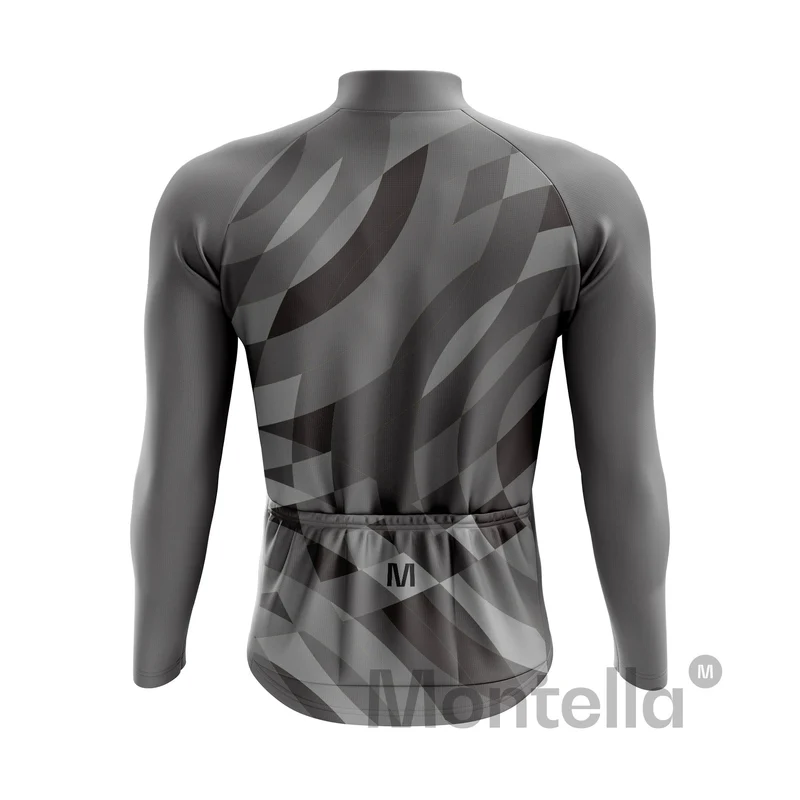Men's Grey Pattern Long Sleeve Cycling Jersey