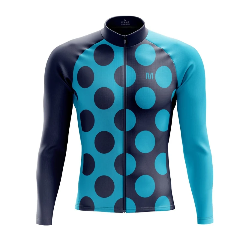 Men's Blue Dots Long Sleeve Cycling Jersey