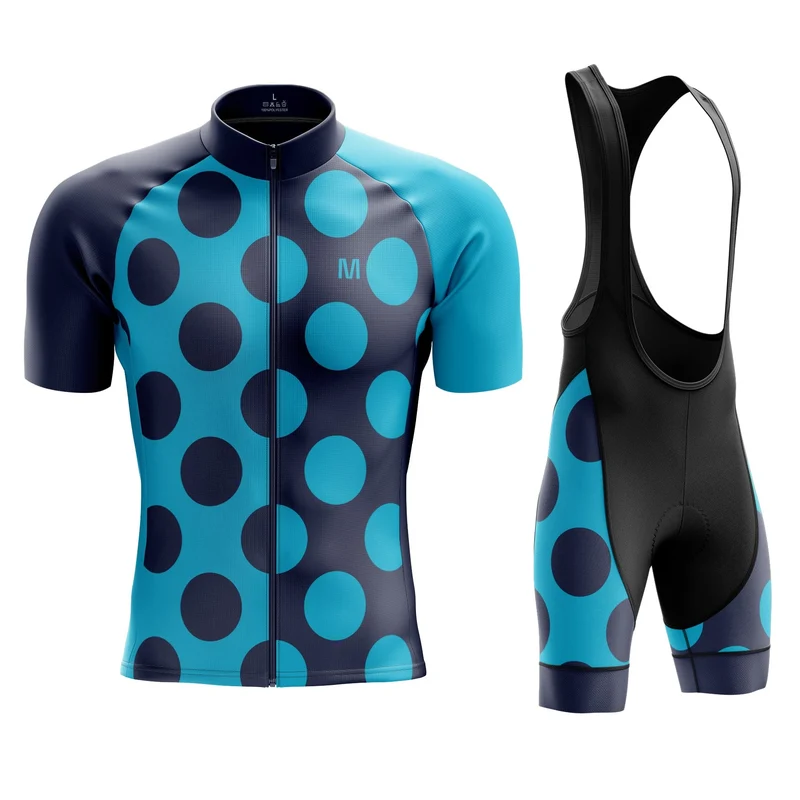 Men's Blue Dots Cycling Jersey or Bib Shorts
