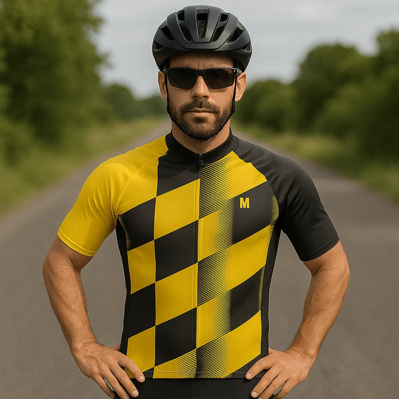 Men's Yellow Black Cycling Jersey