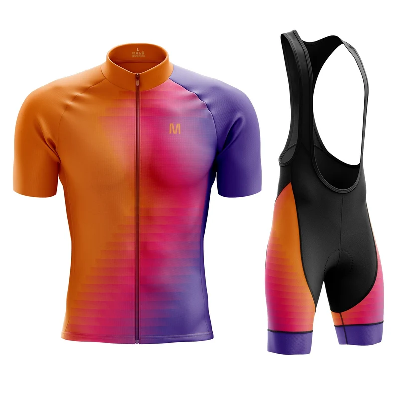 Men's Orange Purple Cycling Jersey or Bib Shorts