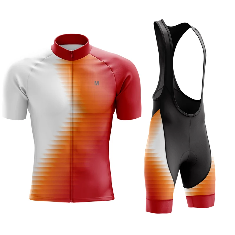 Men's Orange Side Cycling Jersey or Bib Shorts