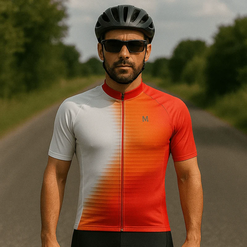 Men's Orange Side Cycling Jersey or Bib Shorts