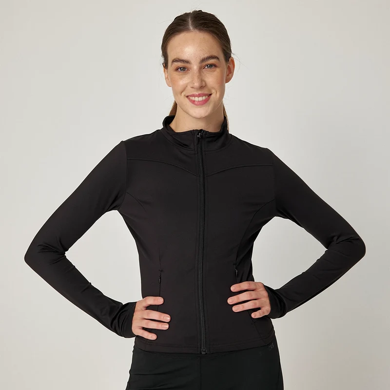 Sportjacke Damen mit Reißverschluss | Schwarz