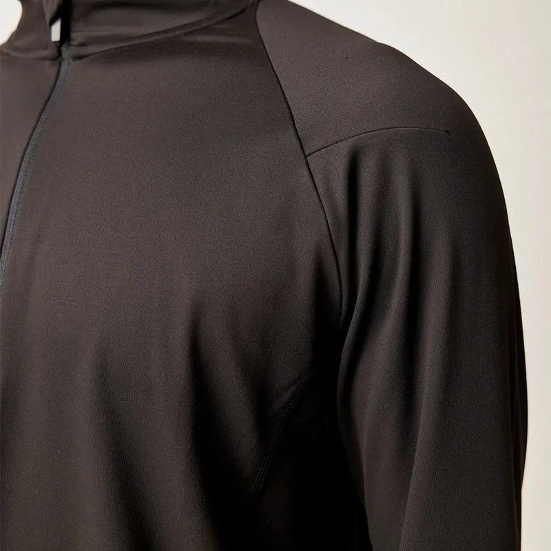 1/2 Zip Sportshirt langarm Herren | Schwarz