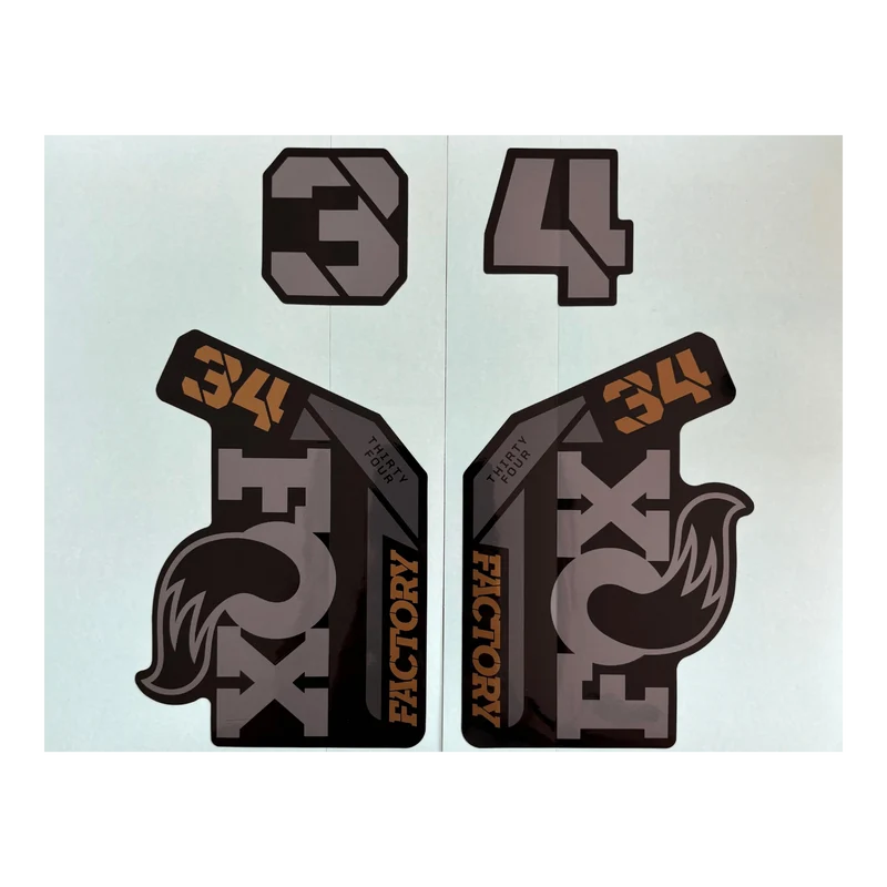 2022 FOX 34 Factory Decal | Neutral Logo | Gloss Black Background