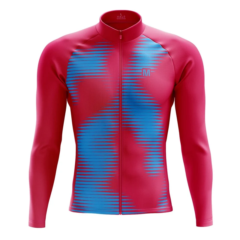 Men's Pink Long Sleeve Cycling Jersey