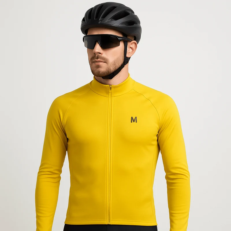 Men's Yellow Long Sleeve Cycling Jersey