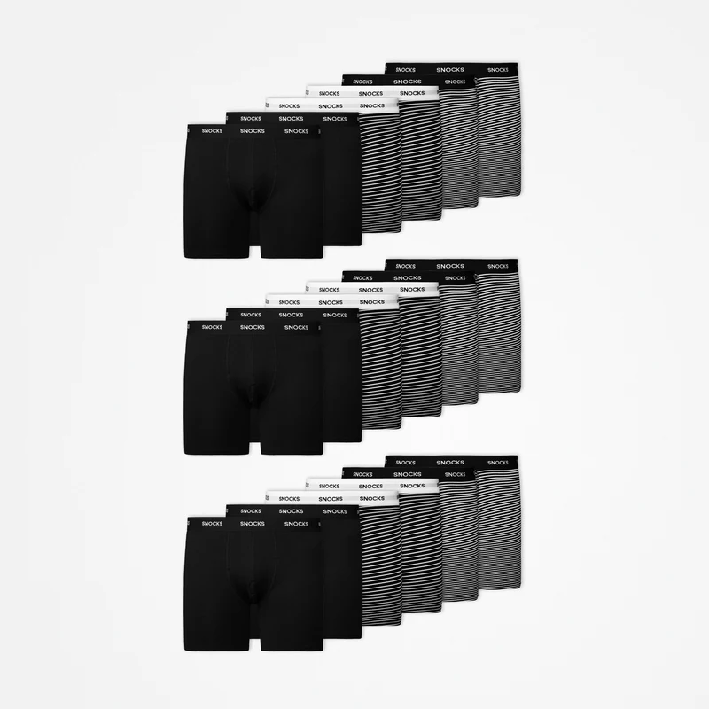 Lange Boxershorts mit Streifen | Schwarz