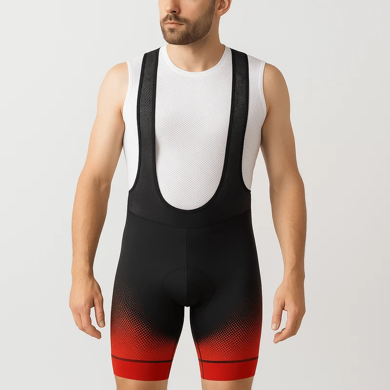 Men's Red Gradient Cycling Bib Shorts