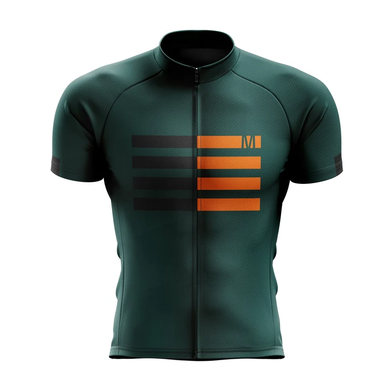 Men's Dark Green Lines Cycling Jersey