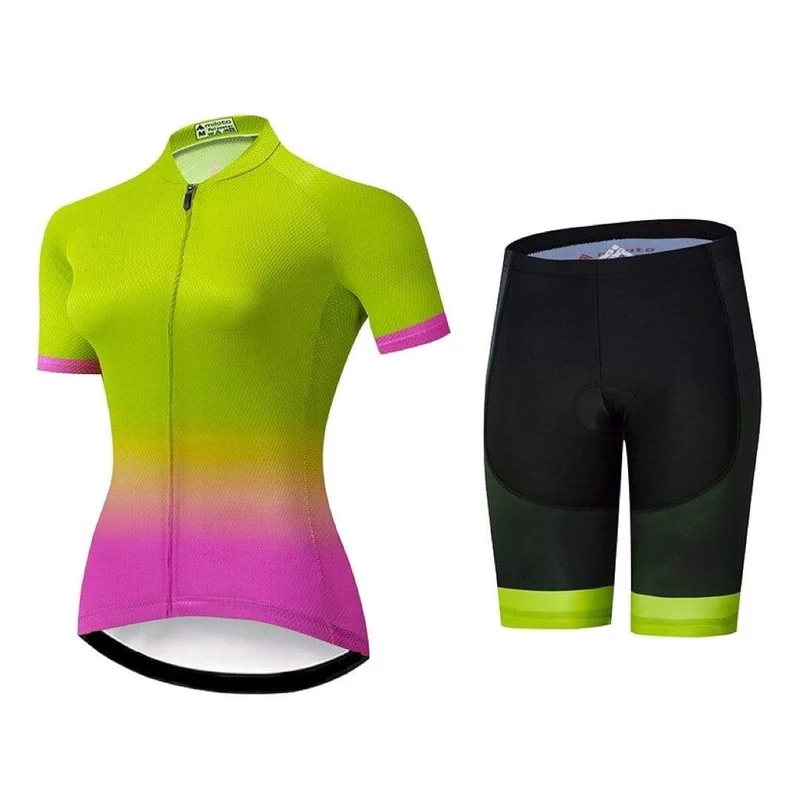 Women's Green Gradient Cycling Jersey or Shorts